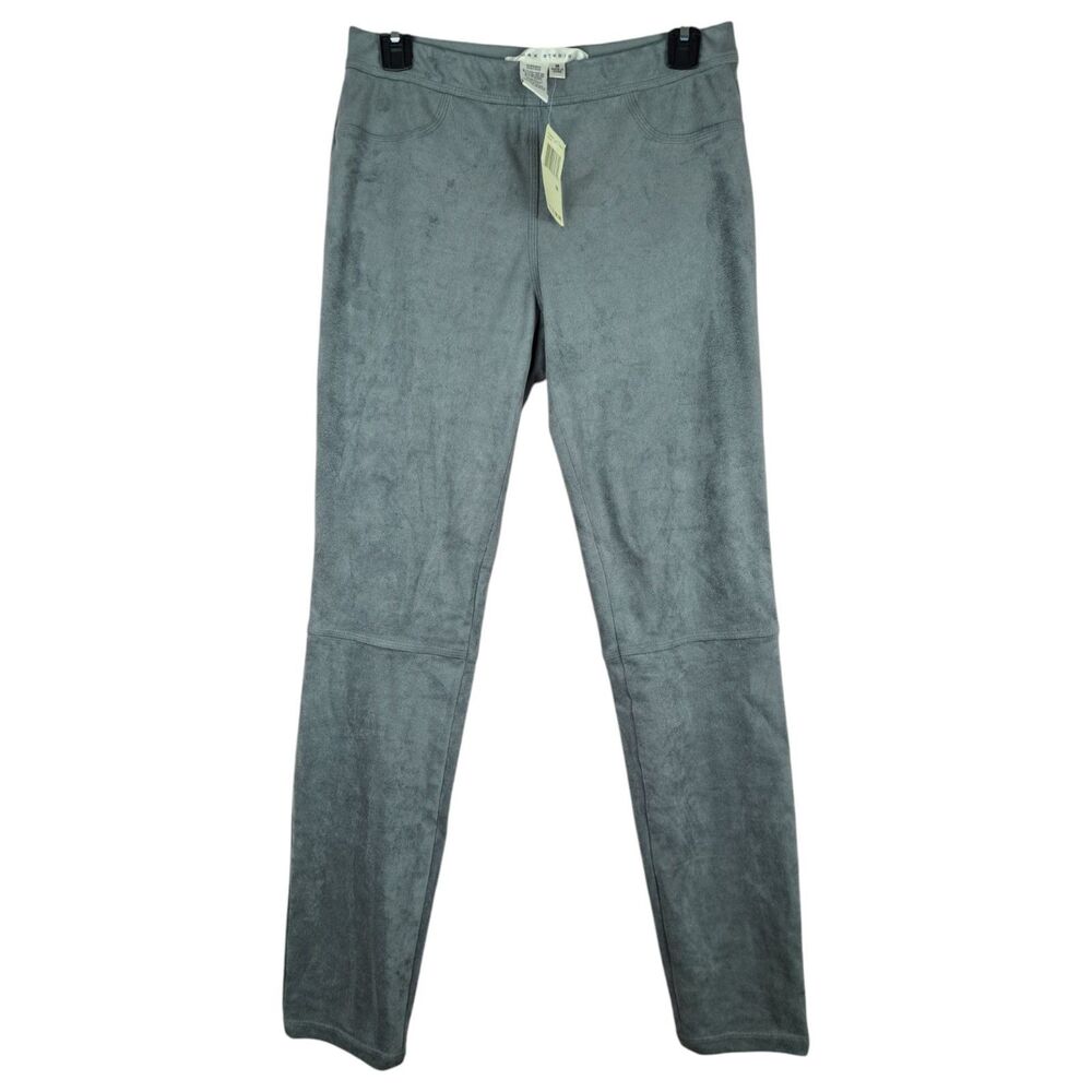 NEW Max Studio Women Gray Pants Faux Suede Size M Soft Skinny Fit